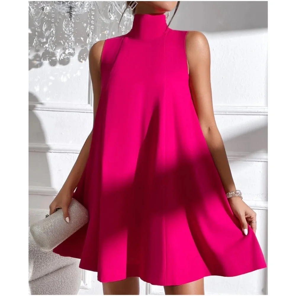 Luxe Neck Tie Party Evening Mini Dress - Picture 5 of 12